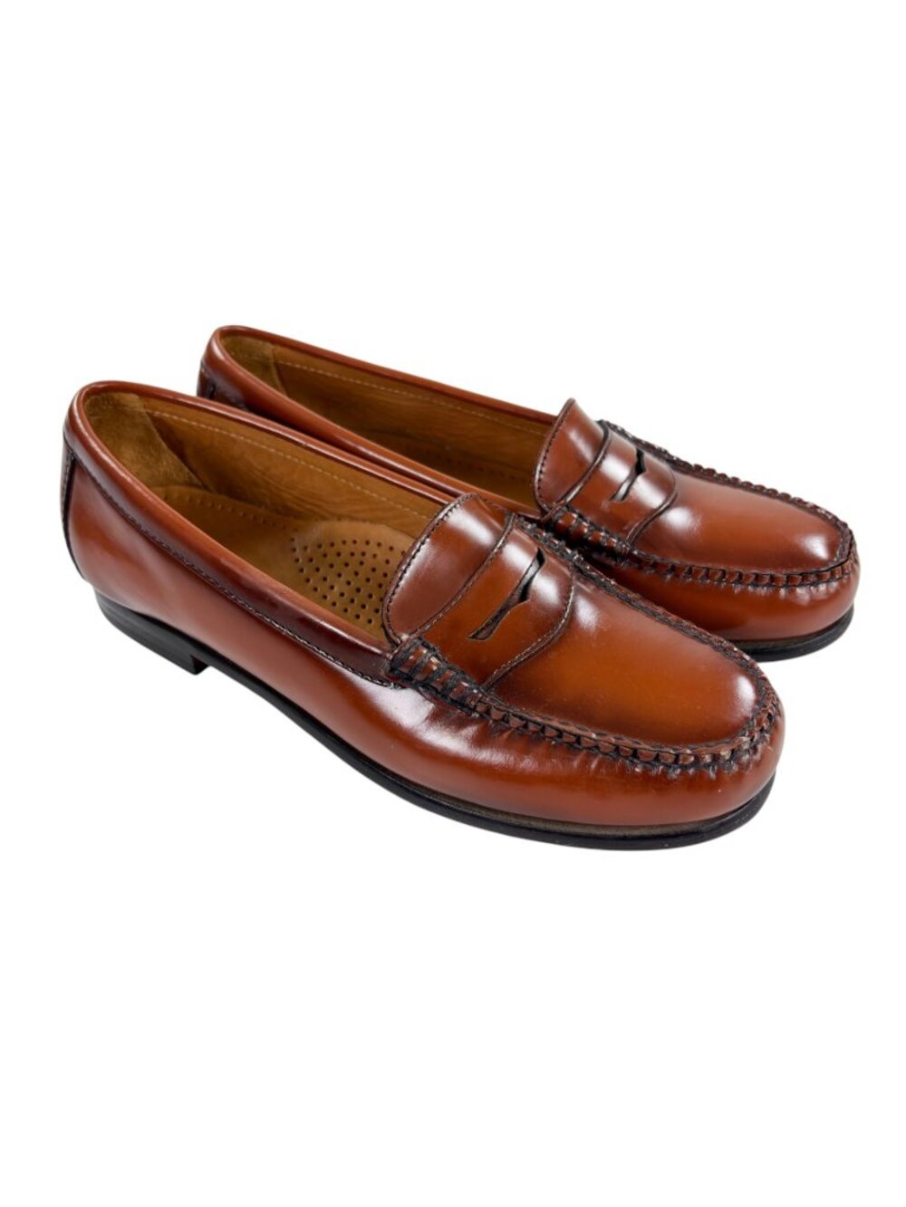 G.H. Bass Co Weejuns Whitney Penny Loafers Womens 9 M Burnished Cognac Leather - Picture 2 of 10
